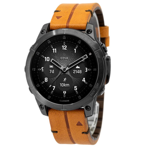 Garmin 010-02582-30 Epix Black Titanium Chestnut Smartwatch