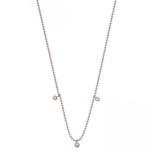 Alisia Donna Collana Al1248-argento-bianco Collana Pallinata Tre Zirconi
