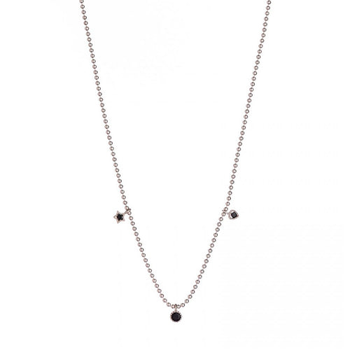 Alisia Donna Collana Al1248-argento-nero Collana Pallinata Tre Zirconi