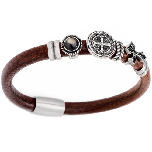BR705-Amen Donna Br705 Bracciale In Pelle
