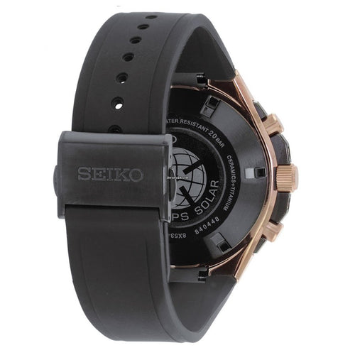 Seiko Men's SSE170J1 Astron GPS Solar  Black Dial Watch