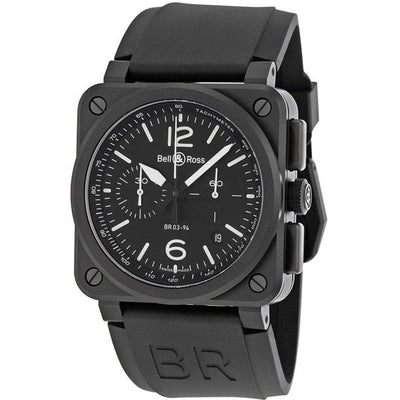 Bell & Ross Men's BR0394-BL-CE Aviation Chronograph Steel Automatic Watch