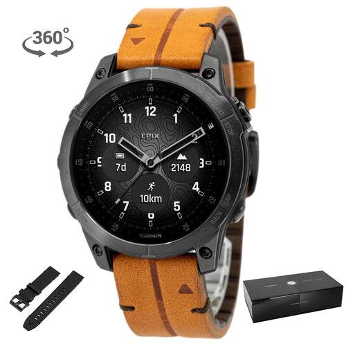 010-02582-30-Garmin 010-02582-30 Epix Black Titanium Chestnut Smartwatch