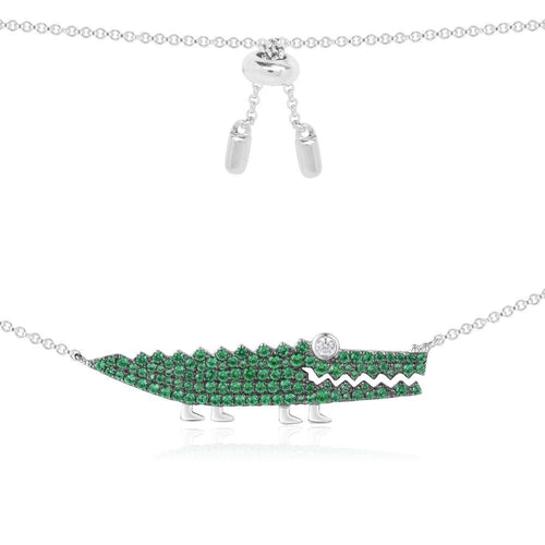 AC3895XKG-Apm Monaco Donna AC3895XKG Silver Green Croco Necklace